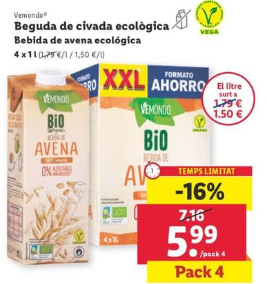 Oferta de Vemondo - beguda de civada ecologica por 5,99€ en Lidl