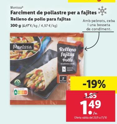 Oferta de Farciment de pollastre per a fajites por 1,49€ en Lidl