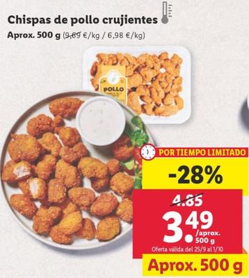 Oferta de Chispas de pollo crujientes por 3,49€ en Lidl