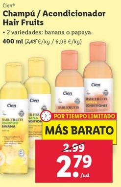 Oferta de Champu / acondicionador hair fruits por 2,79€ en Lidl