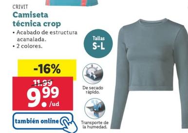 Oferta de Camiseta tecnica crop por 9,99€ en Lidl