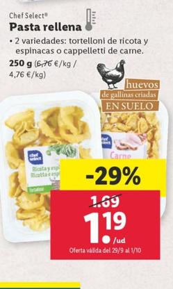 Oferta de Pasta rellena por 1,19€ en Lidl