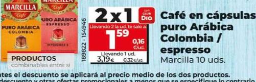 Oferta de Cafe En Capsulas Puro Arabica Colombia / Espresso por 3,19€ en Dia