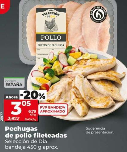 Oferta de Selección de Dia - Pechugas de pollo fileteadas por 3,05€ en Dia
