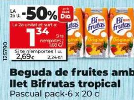 Oferta de Beguda de fruites amb llet bifrutas tropical por 1,34€ en Dia