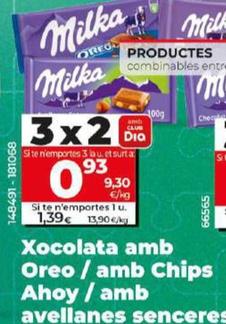 Oferta de Xocolata amb oreo / amb chips ahoy / amb avellanes senceres por 0,93€ en Dia