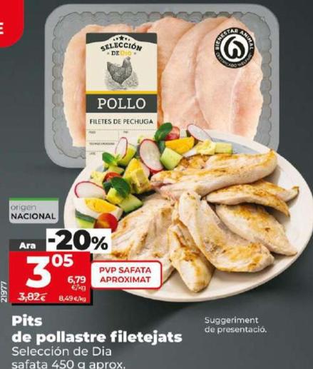Oferta de Seleccion de dia - pits de pollastre filetejats por 3,05€ en Dia