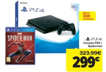 Oferta de Consola PS4 + Spiderman por 299€ en Carrefour