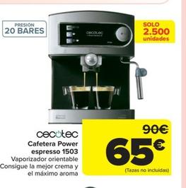 Oferta de Cafetera power espresso 1503 por 65€ en Carrefour