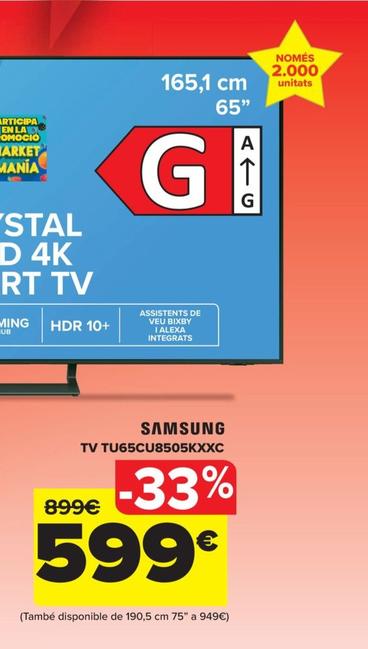 Oferta de TV TU65CU8505KXXC por 599€ en Carrefour