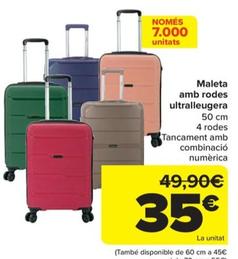 Oferta de Maleta amb rodes ultralleugera por 35€ en Carrefour