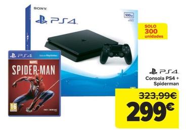 Oferta de Consola PS4 + spiderman por 299€ en Carrefour