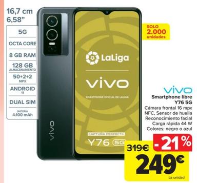 Oferta de Vivo - smartphone libre Y76 5G por 229€ en Carrefour