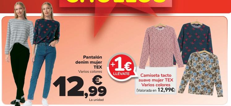 Oferta de Pantalon denim mujer por 12,99€ en Carrefour