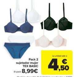 Oferta de Basic pack 2 sujetador mujer por 4,5€ en Carrefour