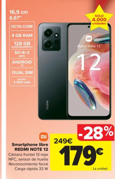 Oferta de Smartphone libre redmi note 12 por 179€ en Carrefour