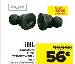 Oferta de Auriculares tune T130NCTWSBLK negro por 56€ en Carrefour