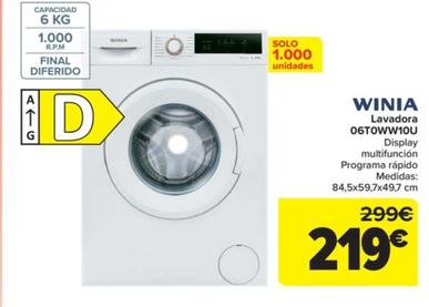 Oferta de Winia - lavadora 06TOWW10U por 219€ en Carrefour
