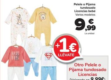 Oferta de Pelele o pijama tundosado licencias bebe por 9,99€ en Carrefour