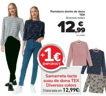 Oferta de Pantalons denim de dona por 12,99€ en Carrefour