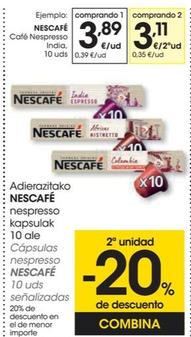 Oferta de Cafe nespresso india por 3,89€ en Eroski