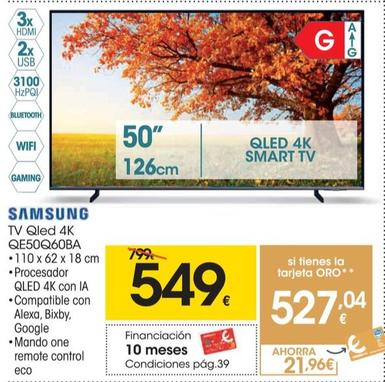 Oferta de TV QLED 4K QE50Q60BA por 549€ en Eroski