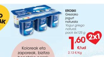 Oferta de Yogur griego natural por 1,6€ en Eroski