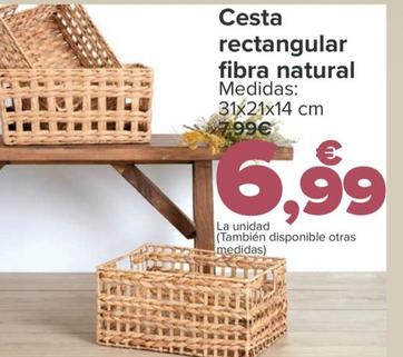 Oferta de Cesta rectangular fibra natural por 6,99€ en Carrefour