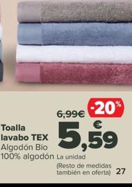 Oferta de Toalla Lavabo por 5,59€ en Carrefour