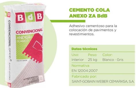 Oferta de Bdb - Cemento Cola Anexo Za en BdB