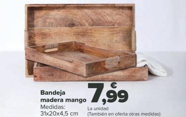 Oferta de Bandeja Madera Mango por 7,99€ en Carrefour