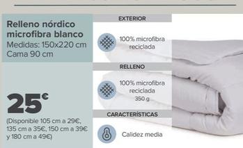 Oferta de Relleno nordico microfibra blanco por 25€ en Carrefour