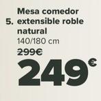Oferta de Mesa comedor extensible roble natural por 249€ en Carrefour