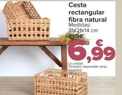 Oferta de Cesta rectangular fibra natural por 6,99€ en Carrefour