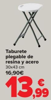 Oferta de Taburete plegable de resina y acero por 13,99€ en Carrefour