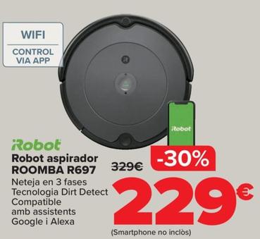 Oferta de Robot aspirador ROOMBA R697 por 229€ en Carrefour