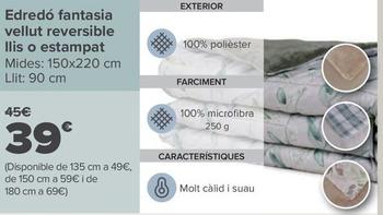 Oferta de Edredo fantasia vellut revesible llis o estampat por 39€ en Carrefour