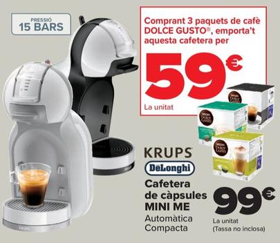 Oferta de KRUPS Cafetera de cápsulas MINI ME por 99€ en Carrefour