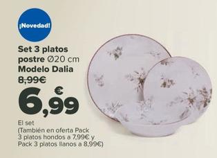 Oferta de Set 3 platos postre modelo dalia por 6,99€ en Carrefour