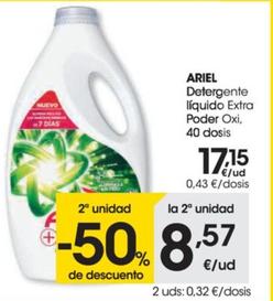 Oferta de Detergente liquido extra poder oxi por 17,15€ en Eroski