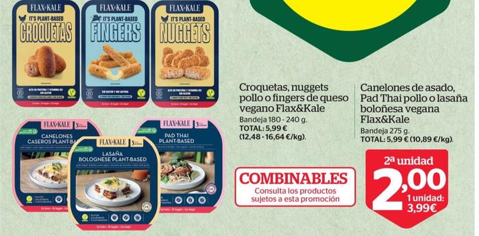 Oferta de Flax&kale - croquetas,nuggets pollo o fingers de queso vegano por 3,99€ en La Sirena