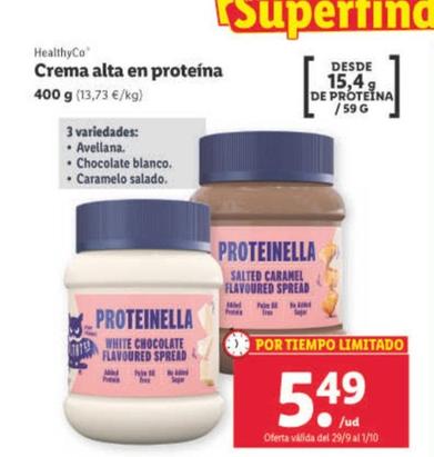 Oferta de HealthyCo - Crema alta en proteína 400 g por 5,49€ en Lidl
