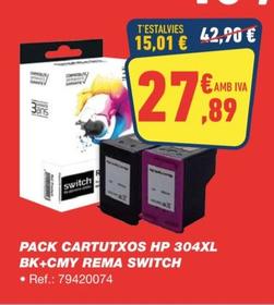 Oferta de Pack Cartutxos 304XL BK+CMY Rema Switch por 27,89€ en Bureau Vallée