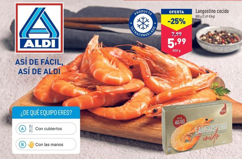 Oferta de Langostino cocido por 5,99€ en ALDI
