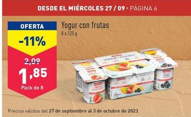 Oferta de Yogur con frutas por 1,85€ en ALDI