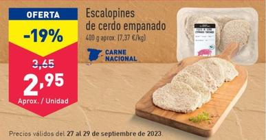Oferta de Escalopines de cerdo empanado por 2,95€ en ALDI