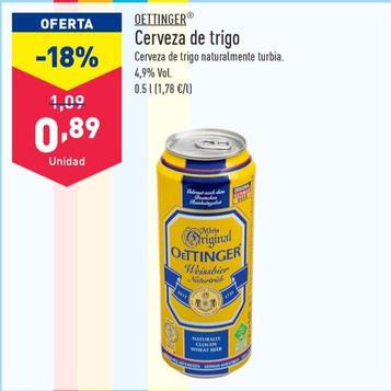 Oferta de Oettinger - cerveza de trigo por 0,89€ en ALDI