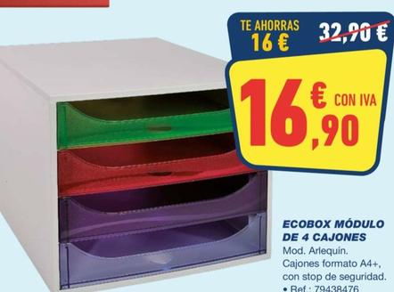 Oferta de Ecobox modulo de 4 cajones por 16,9€ en Bureau Vallée
