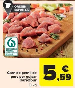 Oferta de Carn de pernil de porc per guisar por 5,59€ en Carrefour