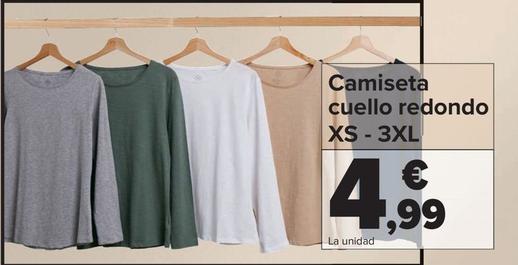 Oferta de Camiseta cuello redondo xs - 3xl por 4,99€ en Carrefour
